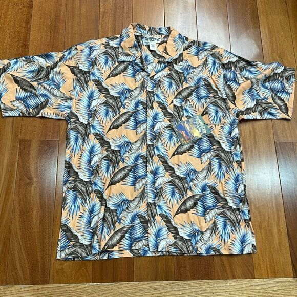 NWT Hawaiian Tropic Mens Orange Floral Tropical Short Sleeve Button size XL - Picture 1 of 7
